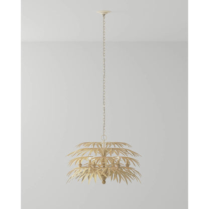 Calliope Chandelier by Currey and Company in coco cream. Made from wrought iron in a modern style.