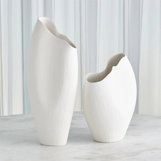 Horn White Vase by Global Views in matte white. Made from unique in a modern style.