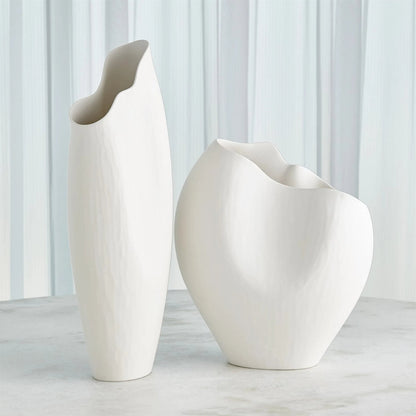 Horn White Vase by Global Views in matte white. Made from unique in a modern style.