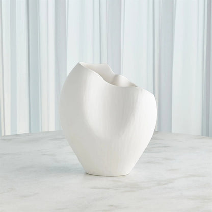 Horn White Vase by Global Views in matte white. Made from unique in a modern style.