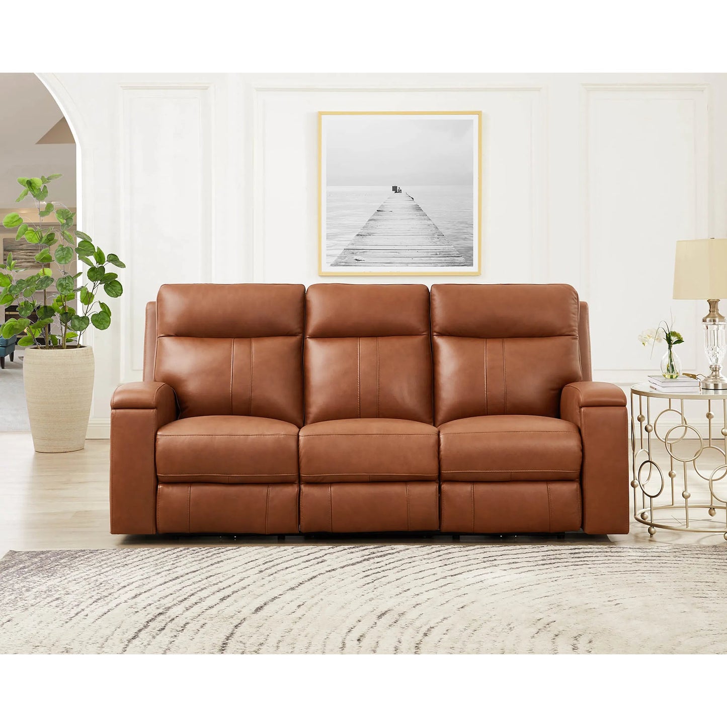 007 SI-2379376 | Lifestyle | Venice 3-Seat Zero Gravity Leather Sofa by Hydeline in nutmeg brown. Made from leather, pu leather, solid hardwood kiln dried in a traditional style.