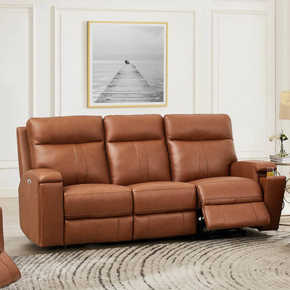 Venice 3-Seat Zero Gravity Leather Sofa by Hydeline in nutmeg brown. Made from leather, pu leather, solid hardwood kiln dried in a traditional style.