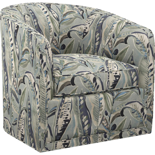 Colton Swivel Chair by Tommy Bahama Home in newcastle. Made from mahogany, fabric in a transitional style.