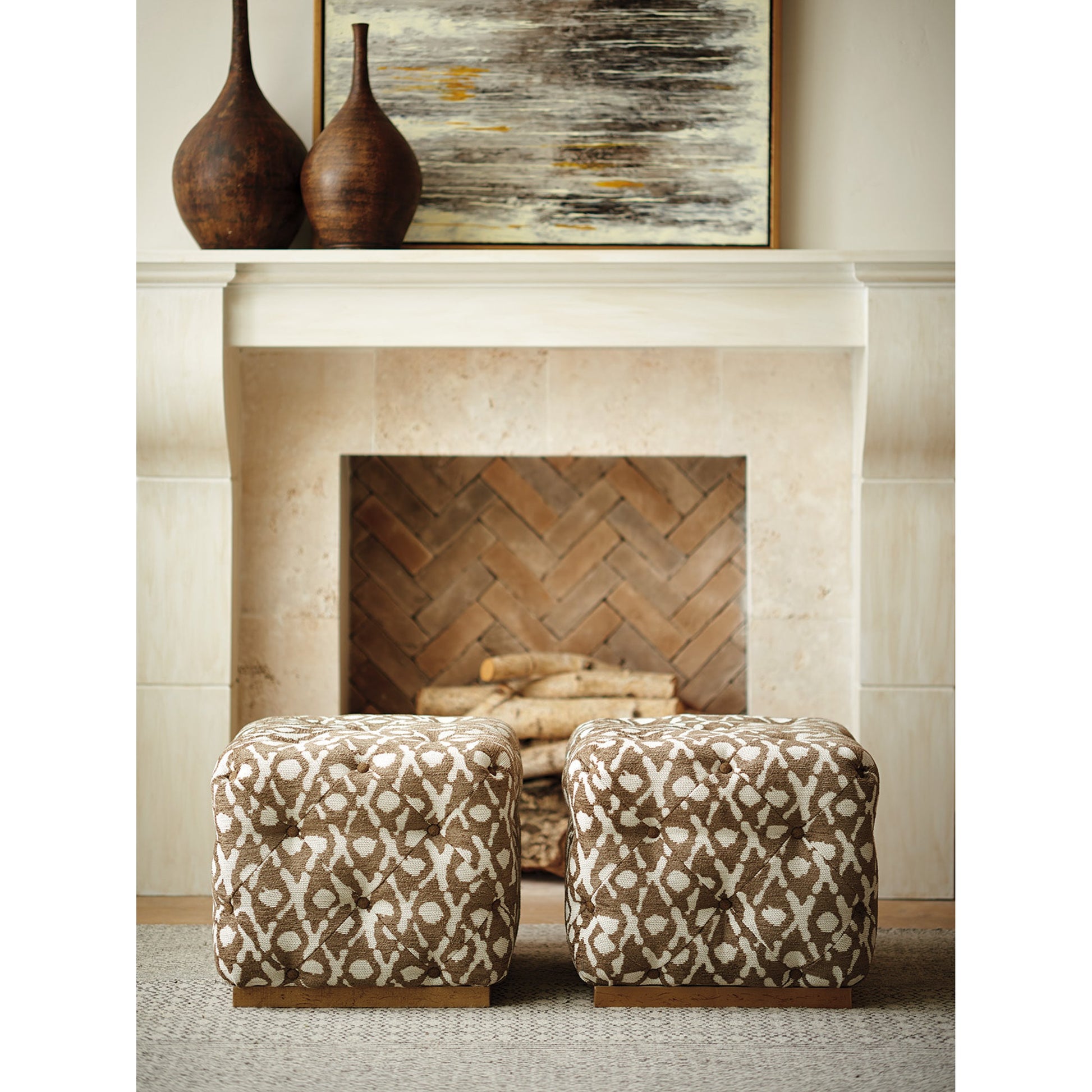 Auburn Cubed Ottoman by Tommy Bahama Home in natural. Made from unique in a modern style.