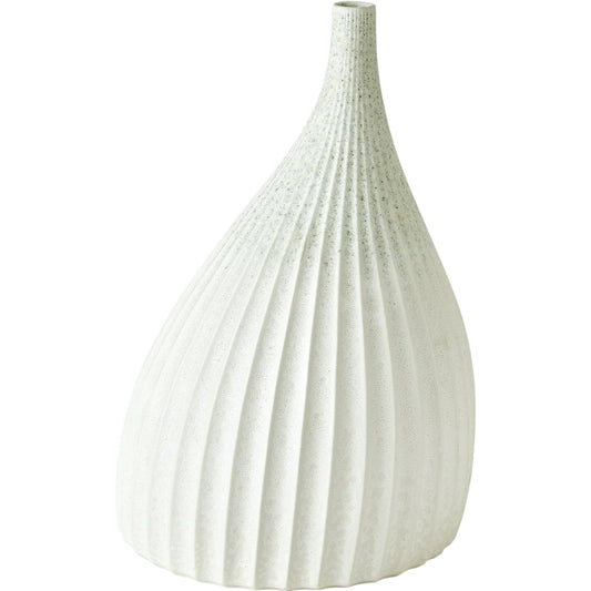 Dewdrop Vase by Global Views in white. Made from earthenware in a modern style.