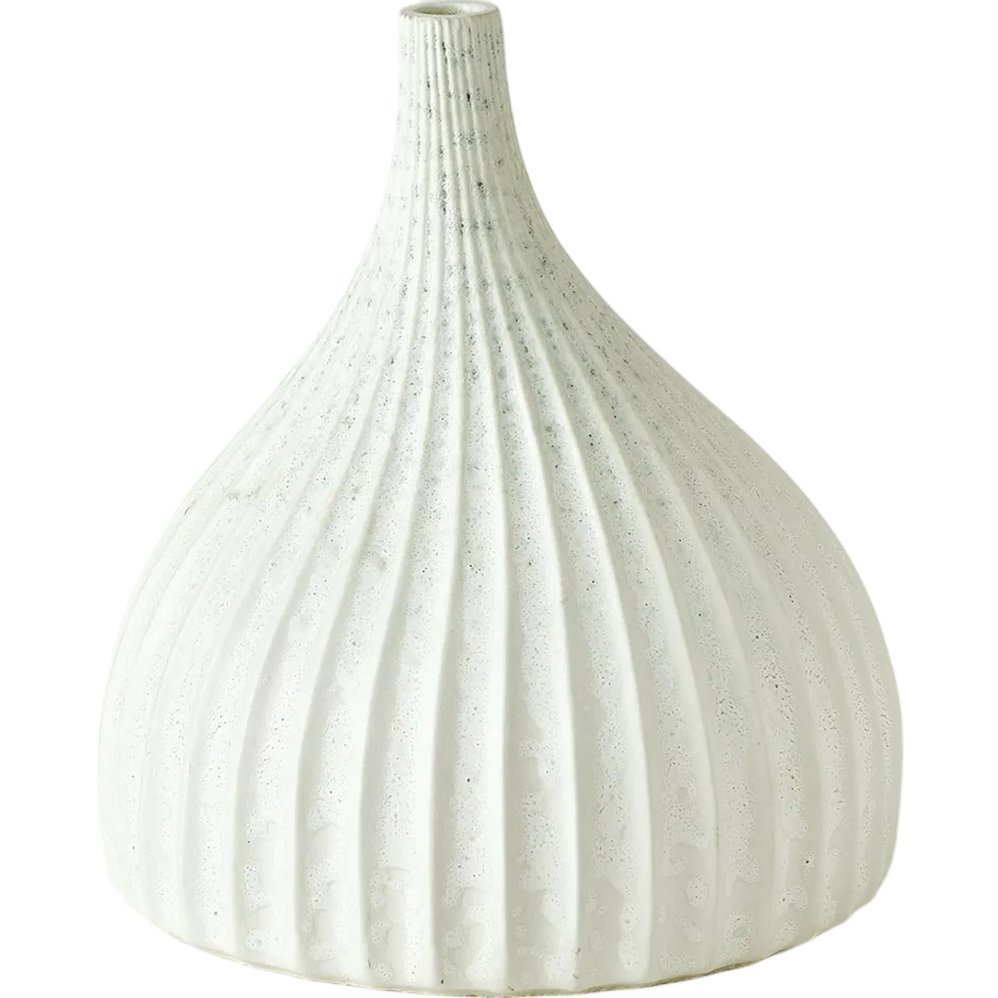 Dewdrop Vase by Global Views in white. Made from earthenware in a modern style.