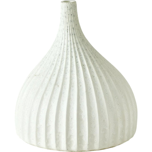 Dewdrop Vase by Global Views in white. Made from earthenware in a modern style.