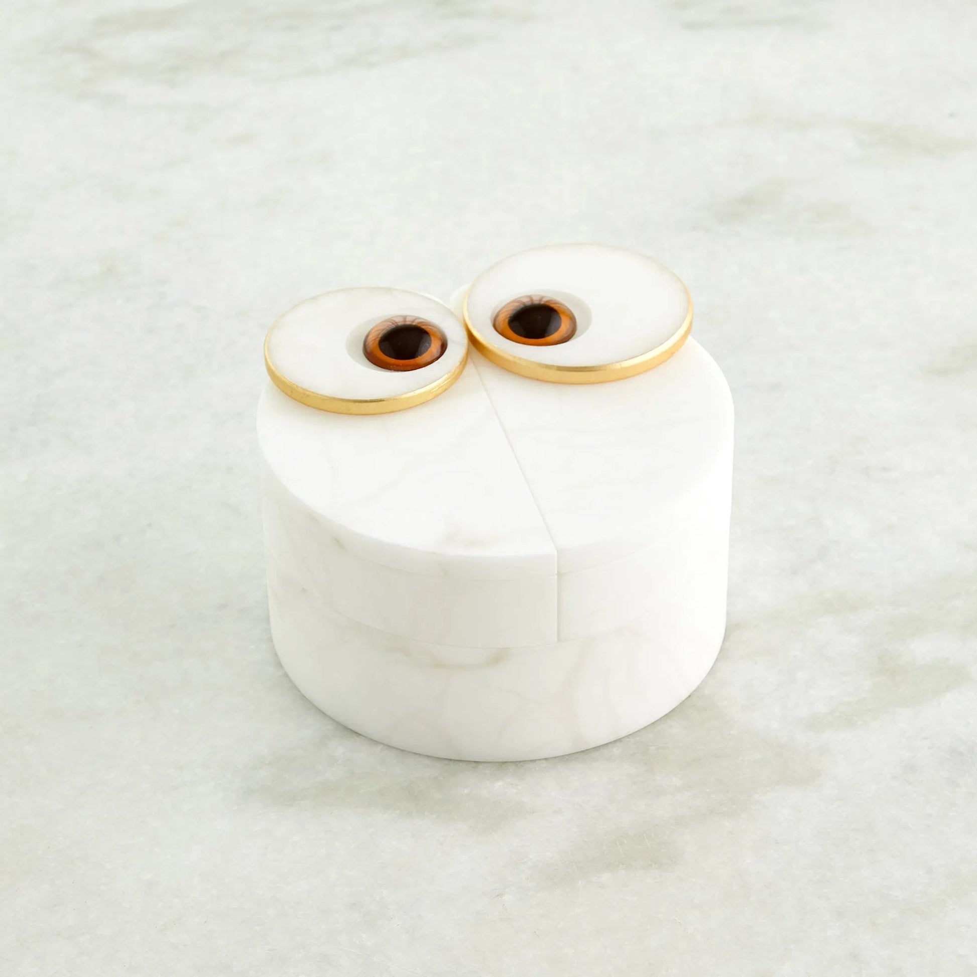 Alabaster Owl Box by Global Views in natural. Made from alabaster, glass in a eclectic & global style.