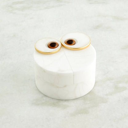 Alabaster Owl Box by Global Views in natural. Made from alabaster, glass in a eclectic & global style.