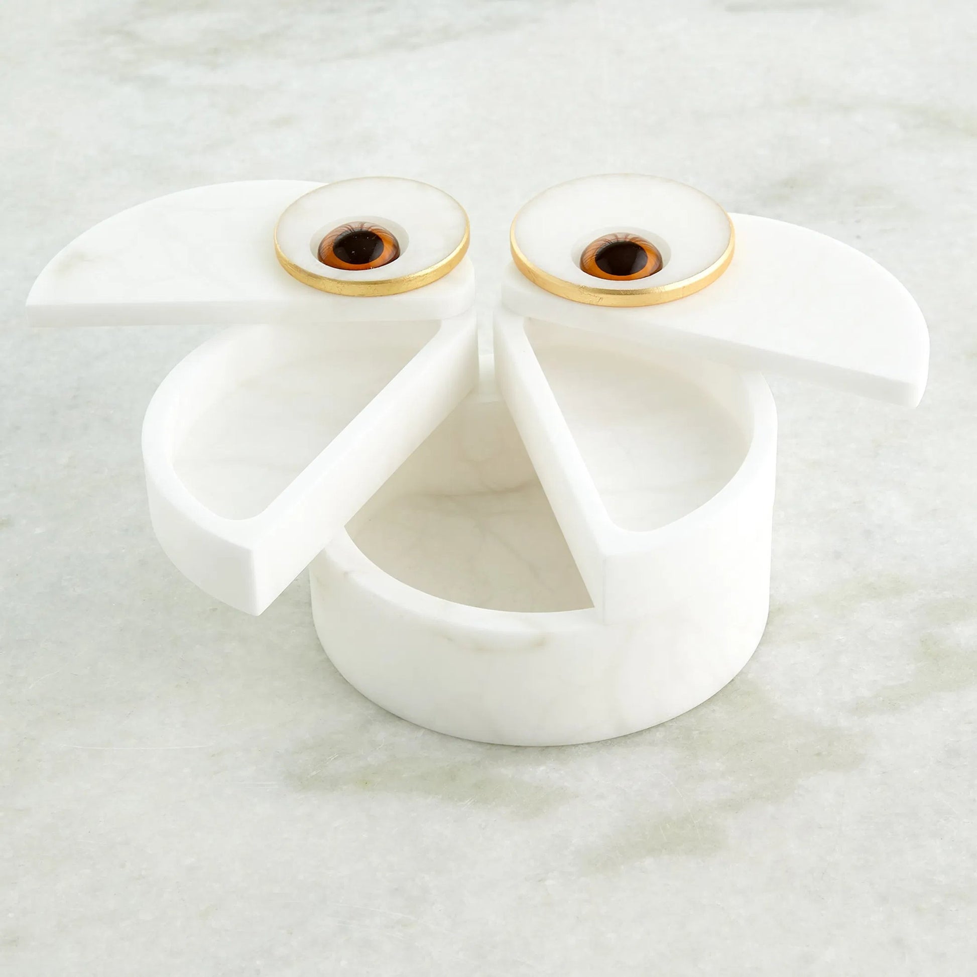 Alabaster Owl Box by Global Views in natural. Made from alabaster, glass in a eclectic & global style.