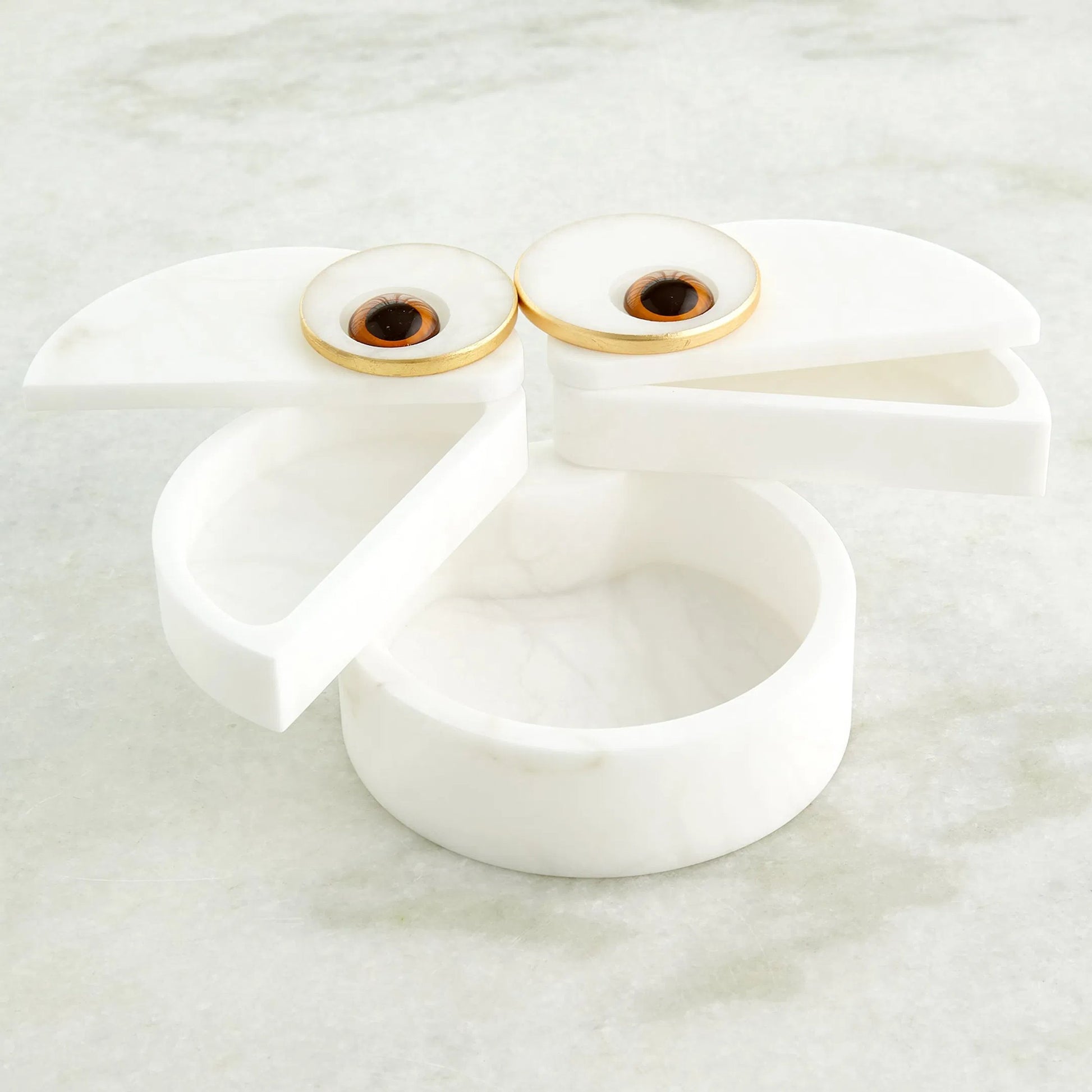 Alabaster Owl Box by Global Views in natural. Made from alabaster, glass in a eclectic & global style.