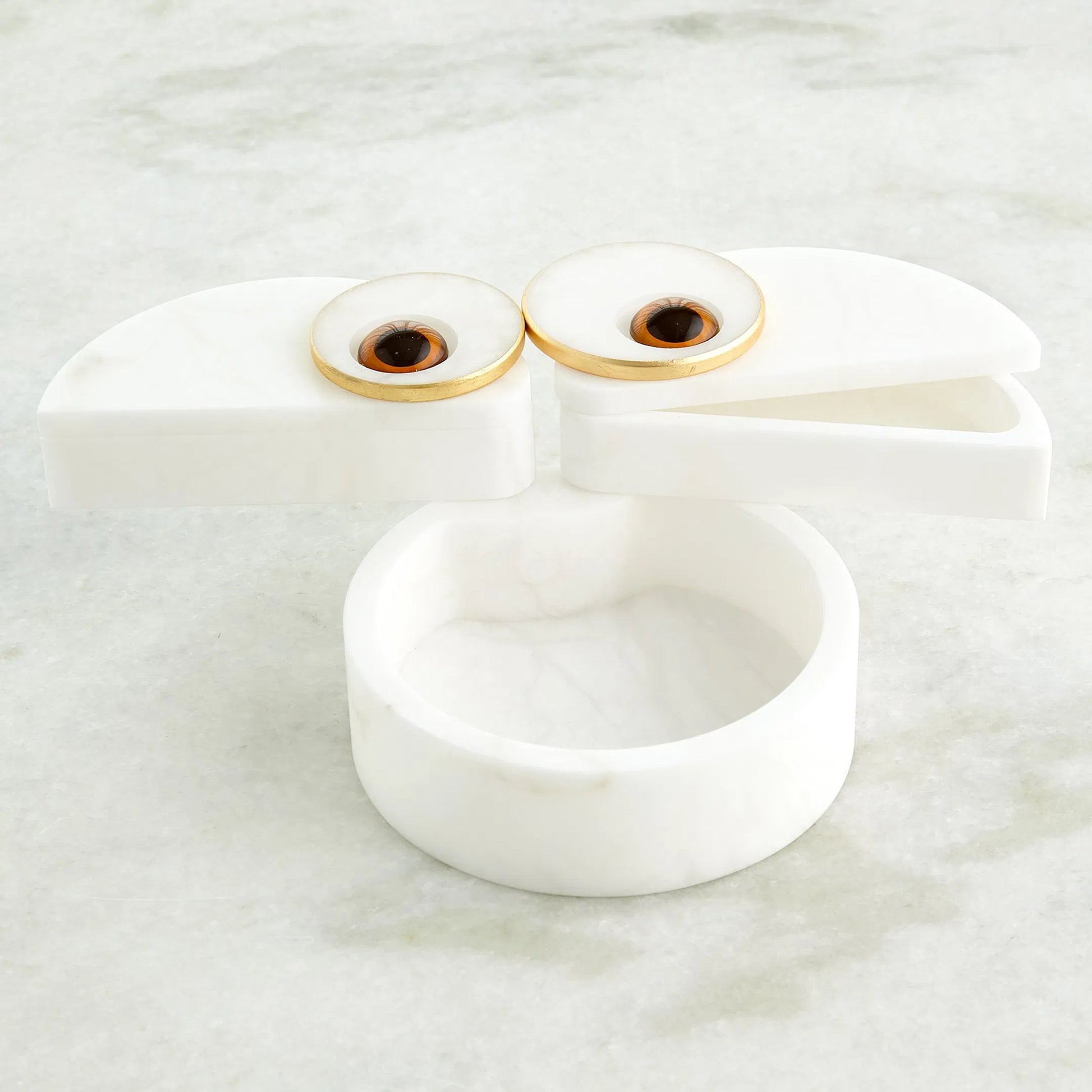 Alabaster Owl Box by Global Views in natural. Made from alabaster, glass in a eclectic & global style.
