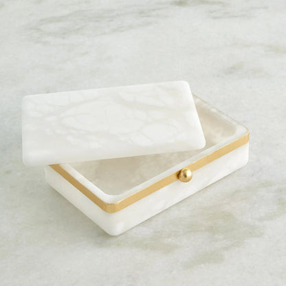 Gold Band Swivel Alabaster Box by Global Views in natural. Made from alabaster, metal in a modern style.