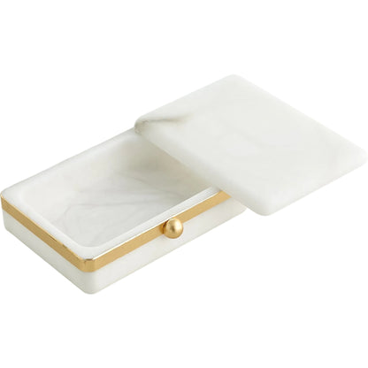 Gold Band Swivel Alabaster Box by Global Views in natural. Made from alabaster, metal in a modern style.