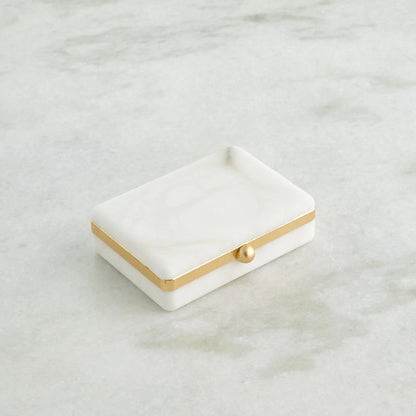 Gold Band Swivel Alabaster Box by Global Views in natural. Made from alabaster, metal in a modern style.