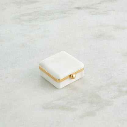 Gold Band Swivel Alabaster Box by Global Views in natural. Made from alabaster, metal in a modern style.