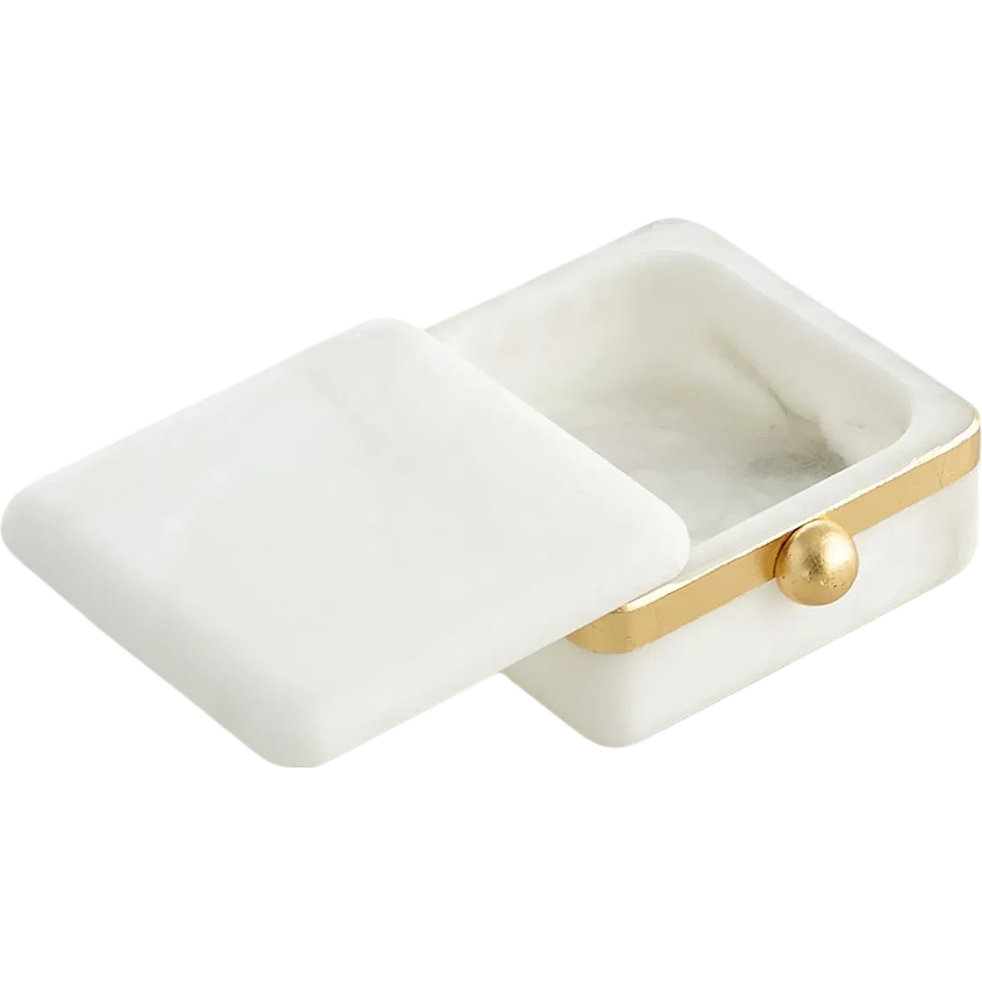 Gold Band Swivel Alabaster Box by Global Views in natural. Made from alabaster, metal in a modern style.