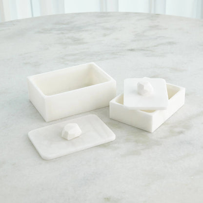Facet Knob Alabaster Box by Global Views in white. Made from unique in a unique style.