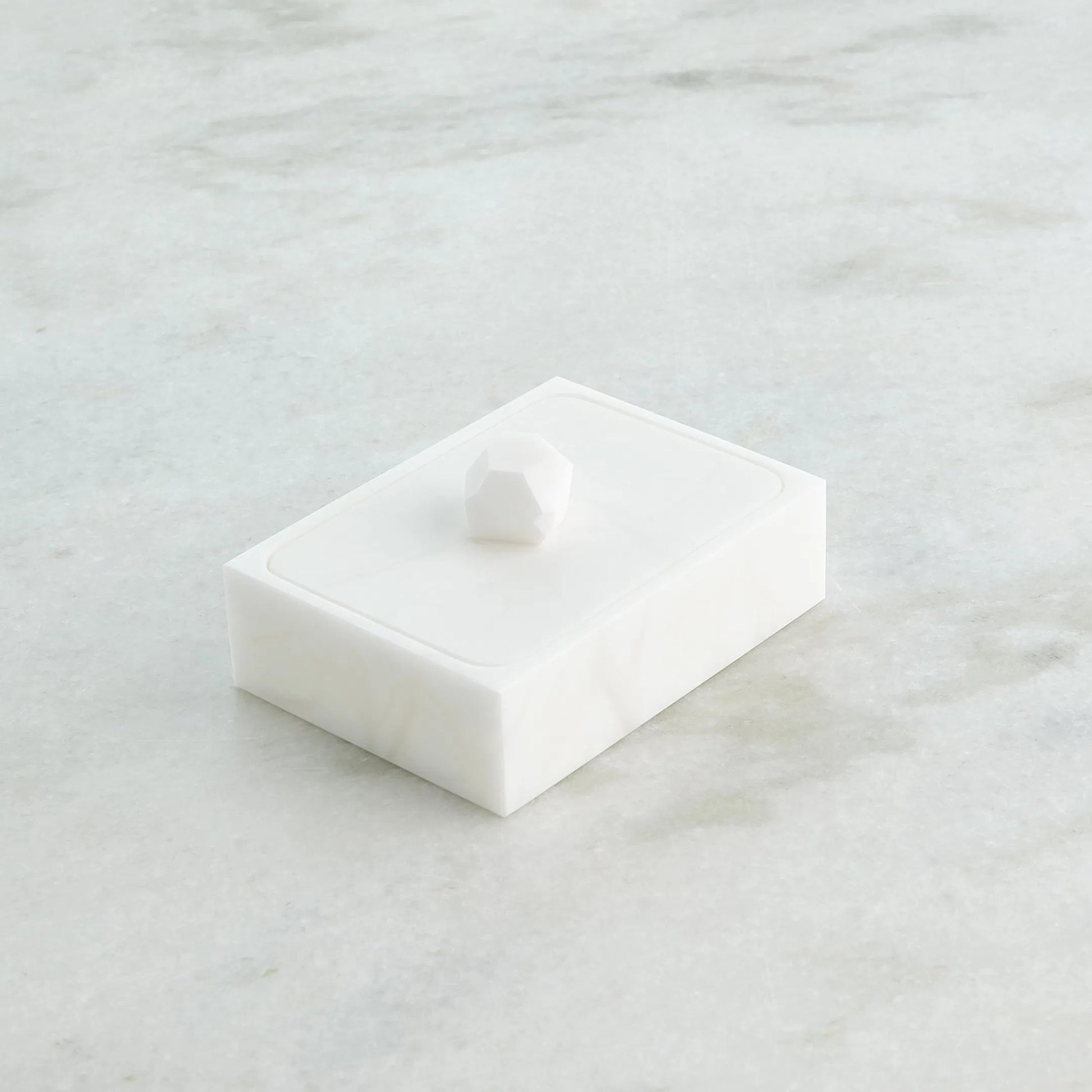Facet Knob Alabaster Box by Global Views in white. Made from unique in a unique style.