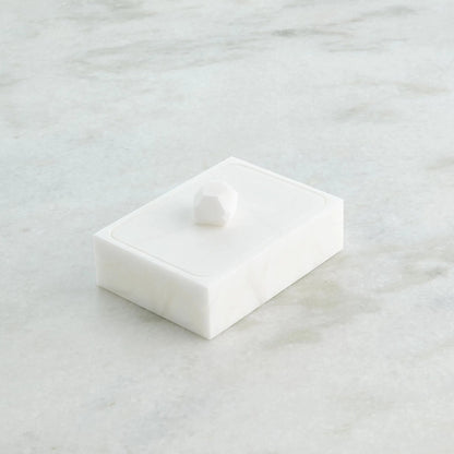 Facet Knob Alabaster Box by Global Views in white. Made from unique in a unique style.