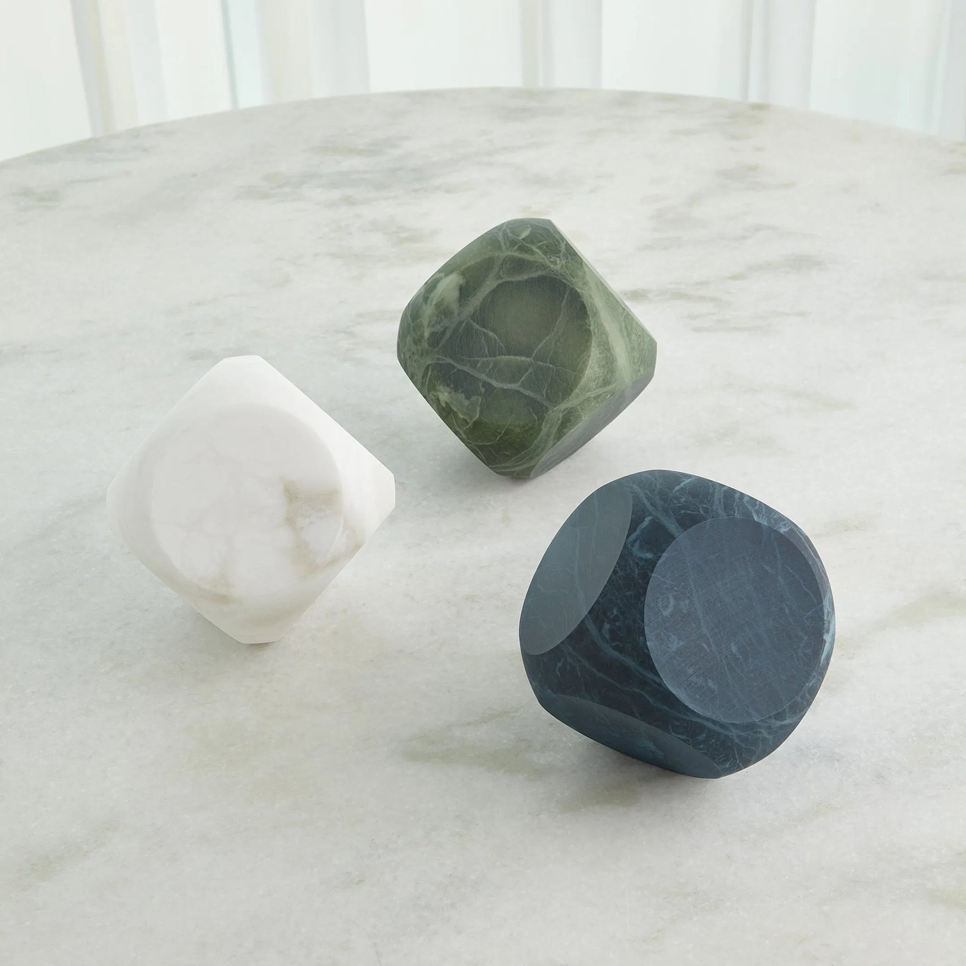 Square Alabaster Object by Global Views. Made from alabaster in a modern style.