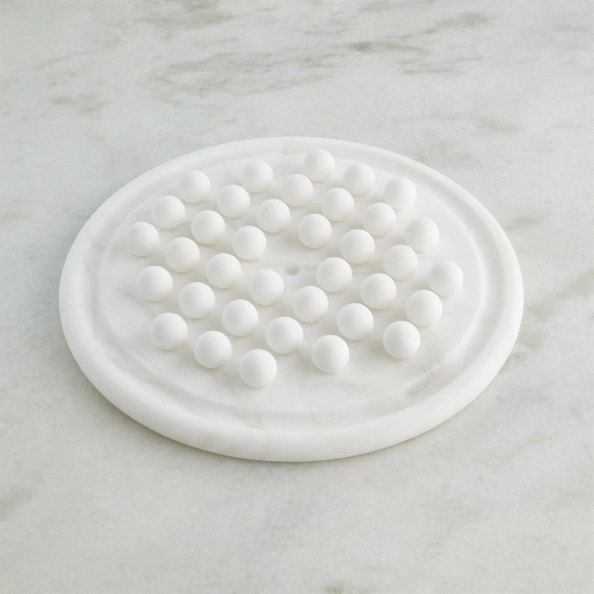 Alabaster Solitaire Game Set by Global Views. Made from alabaster in a modern style.