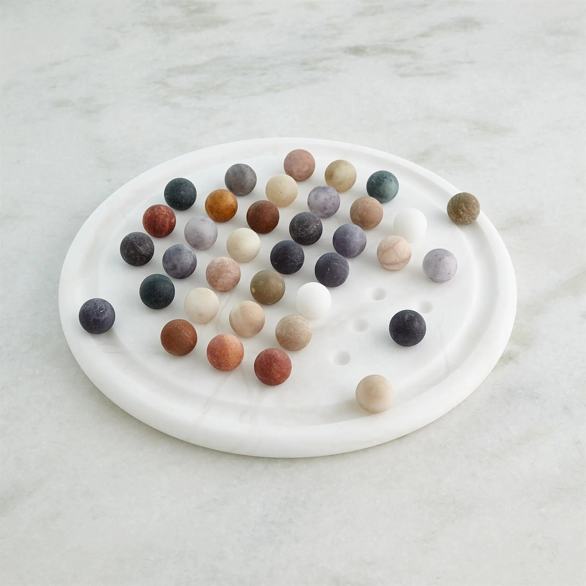 Alabaster Solitaire Game Set by Global Views. Made from alabaster in a modern style.