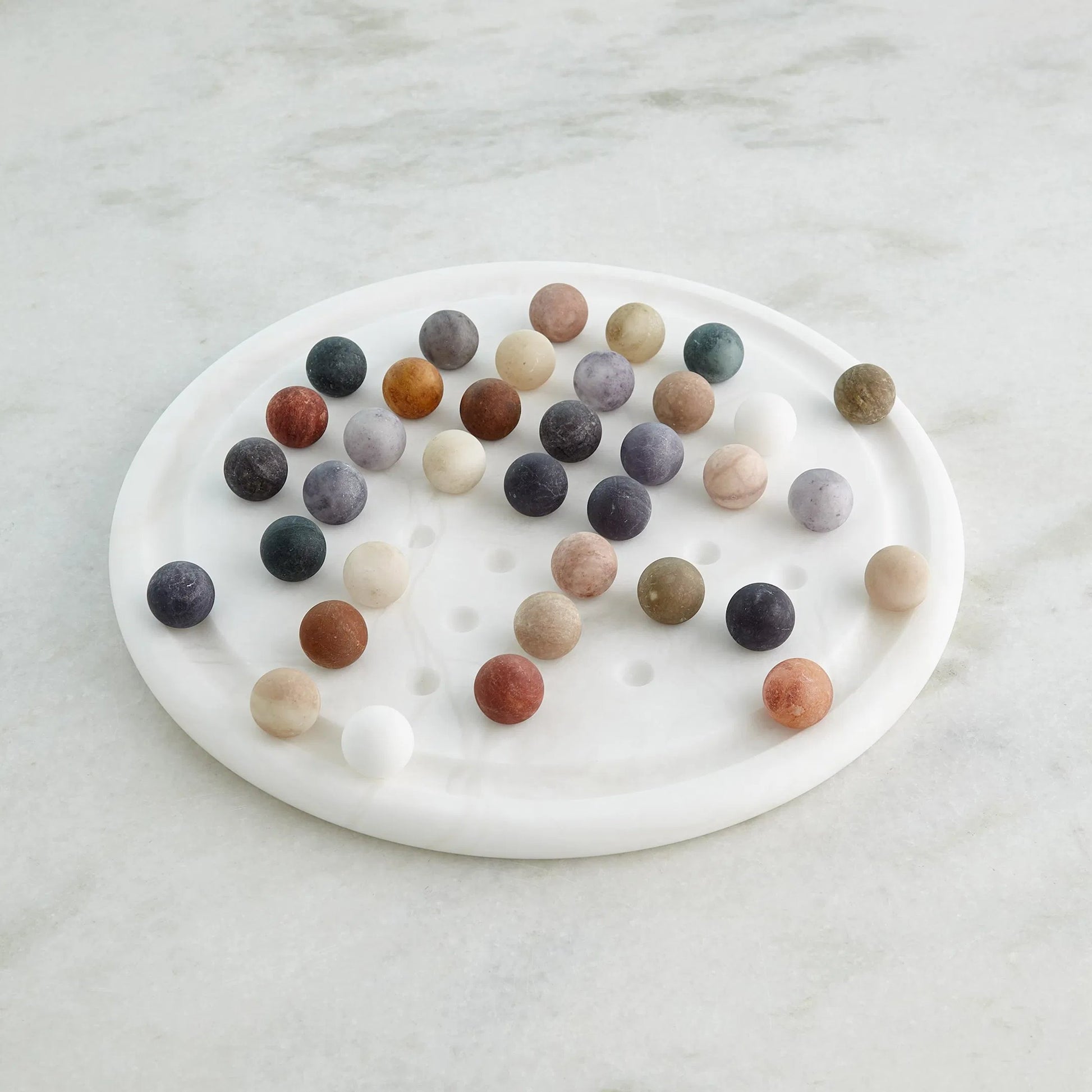 Alabaster Solitaire Game Set by Global Views. Made from alabaster in a modern style.