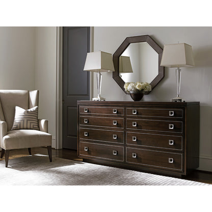 Riva Octagonal Mirror by Lexington. Made from unique in a transitional style.