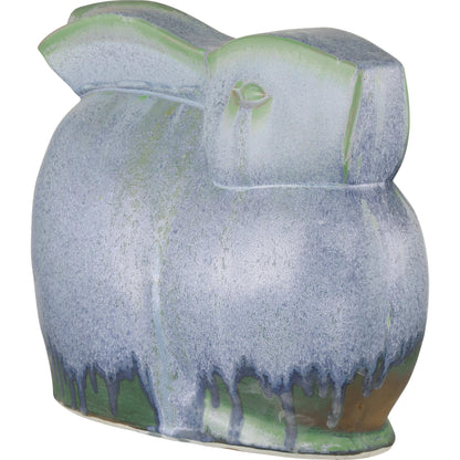 Lapine Object by Currey and Company in reactive blue, green. Made from porcelain in a modern style.