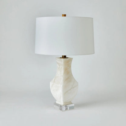 Alabaster Square Urn Lamp by Global Views in alabaster and brass. Made from unique in a modern style.