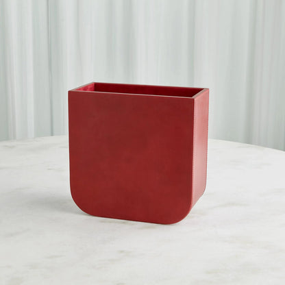 Radius Edge Leather Wastebasket by Global Views. Made from unique in a transitional style.