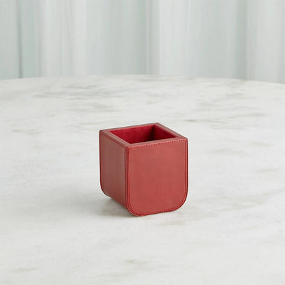 Radius Edge Leather Wastebasket by Global Views. Made from unique in a transitional style.