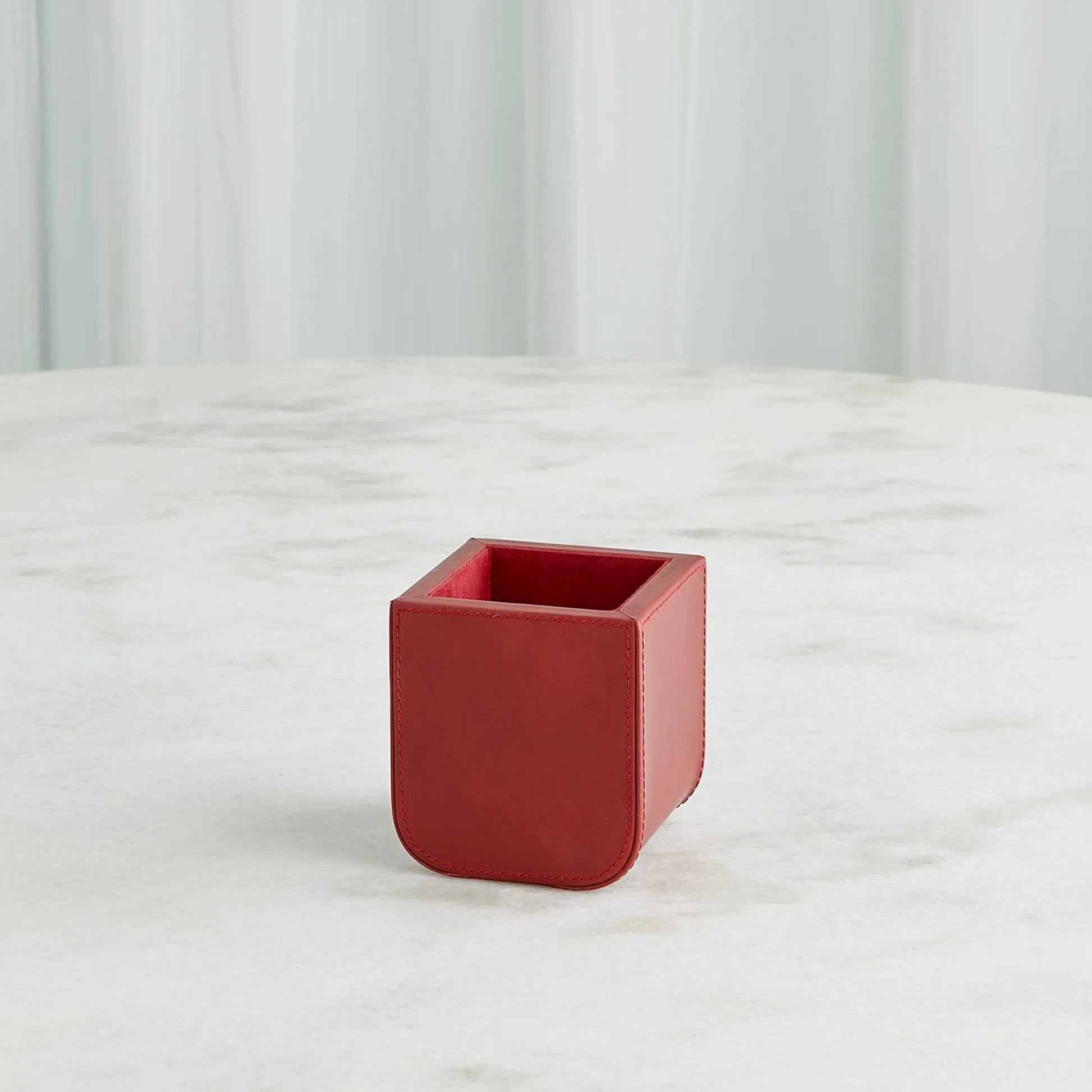 Radius Edge Leather Pencil Cup by Global Views. Made from unique in a transitional style.