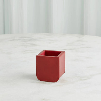 Radius Edge Leather Pencil Cup by Global Views. Made from unique in a transitional style.