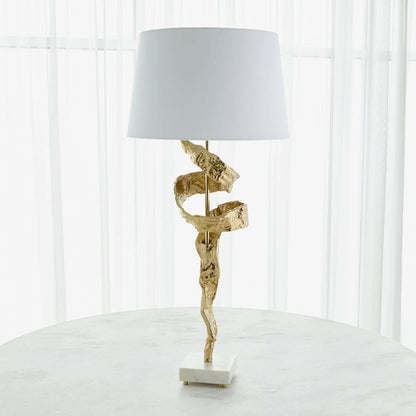Twist Lamp by Global Views in brass. Made from brass, marble in a unique style.