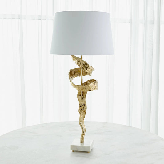 Twist Lamp by Global Views in brass. Made from brass, marble in a modern style.