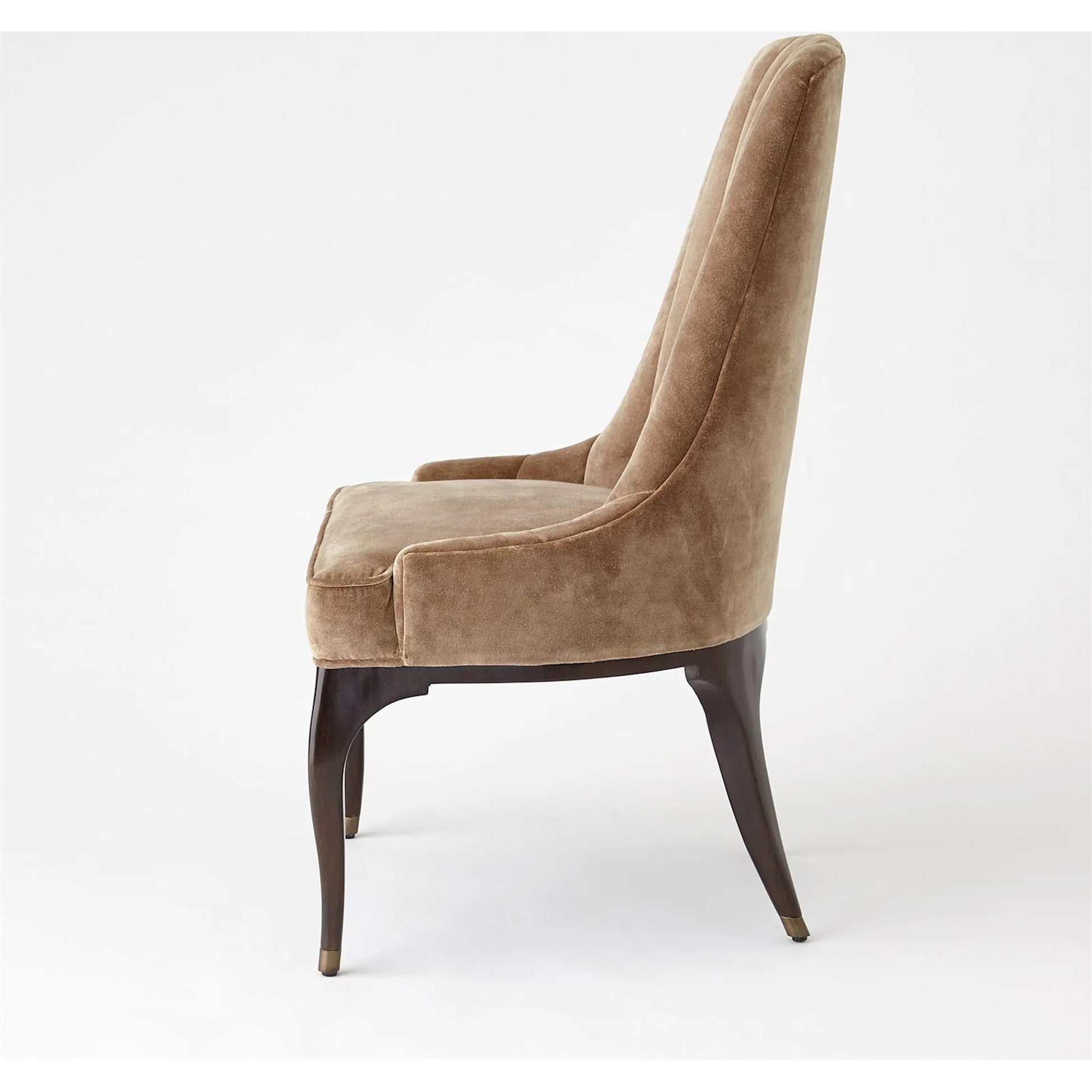 Channel Walnut Tufted Dining Chair by Global Views in walnut, muslin and dark waxed oiled walnut. Made from unique in a traditional style.