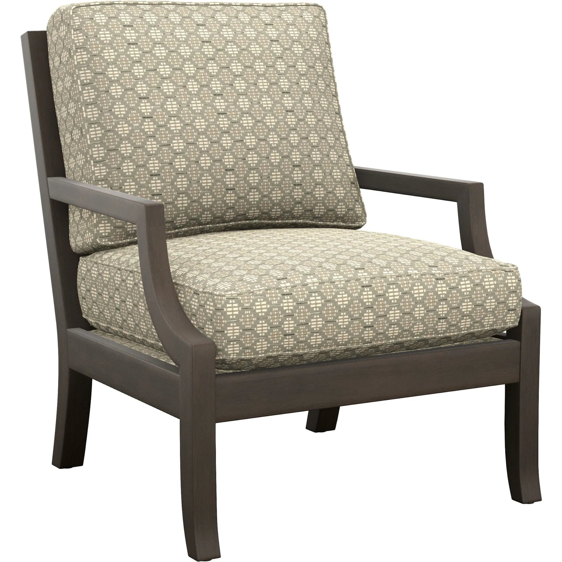 Infinity Chair by Tommy Bahama Home in beige, tan. Made from mahogany, fabric in a unique style.