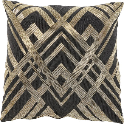 Woven Lines Pillow by Global Views in black, pearl. Made from unique in a eclectic & global style.