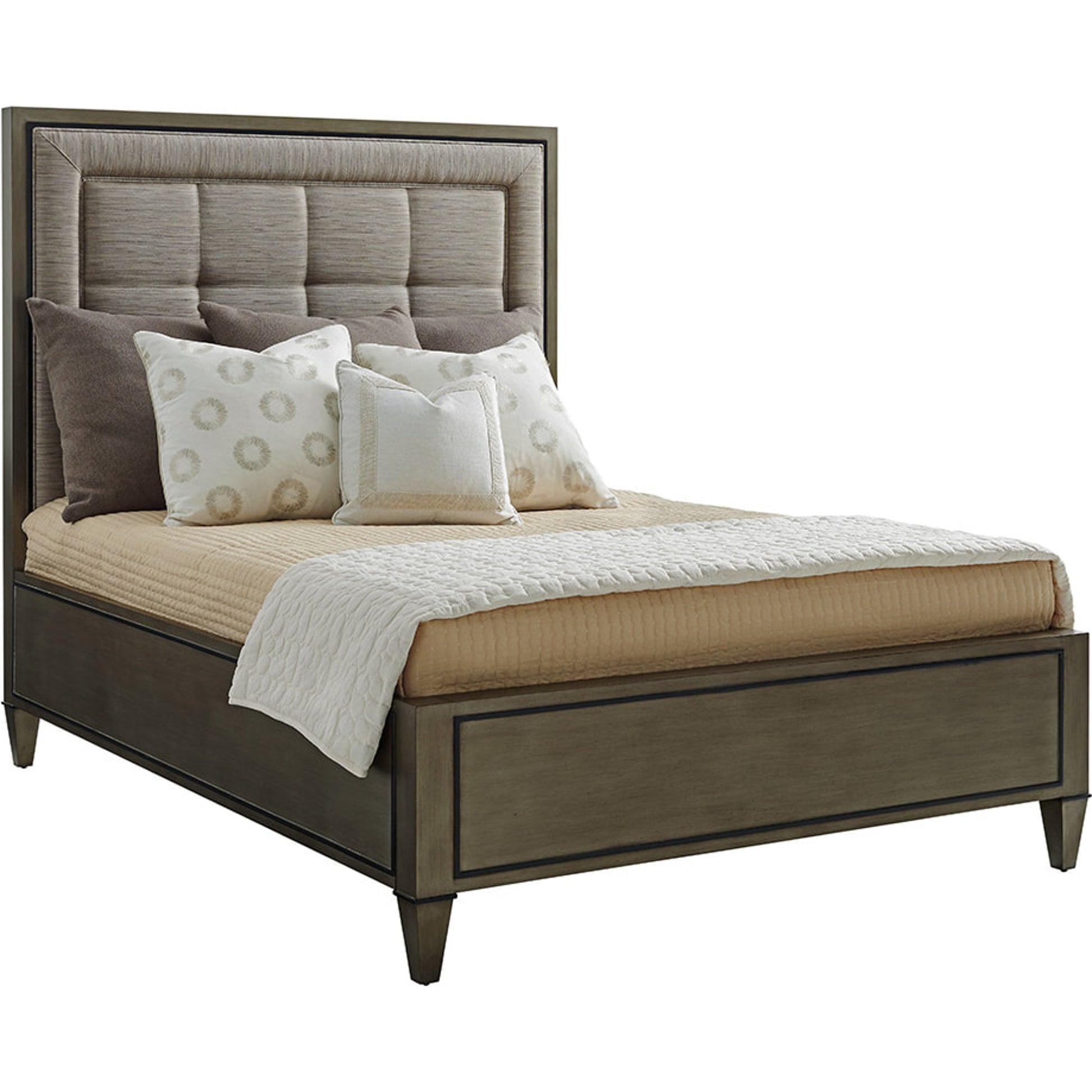 St. Tropez Upholstered Panel Bed by Lexington in silver-gray. Made from unique in a traditional style.