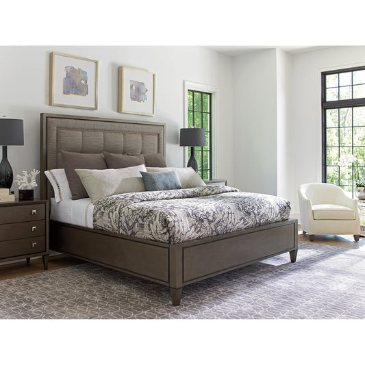 St. Tropez Upholstered Panel Bed by Lexington in silver-gray. Made from unique in a traditional style.