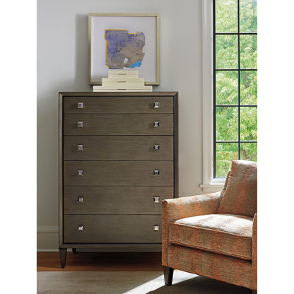 Remy Drawer Chest by Lexington in gray. Made from unique in a transitional style.