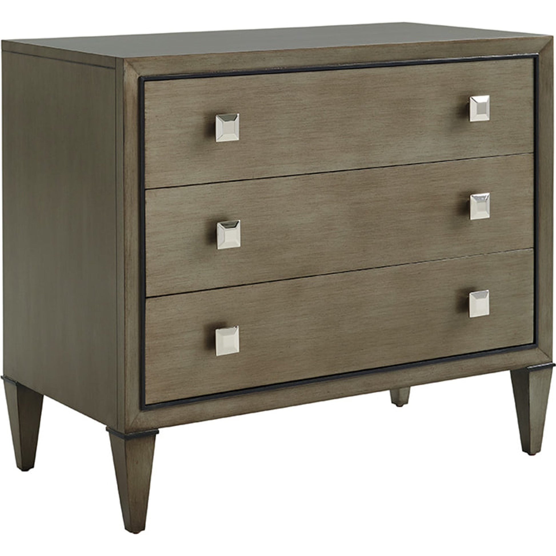 Paloma Nightstand by Lexington in platinum silver gray. Made from unique in a transitional style.