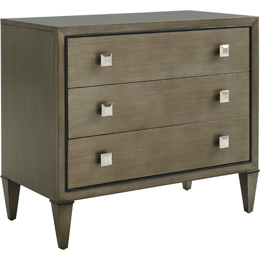 Paloma Nightstand by Lexington in platinum silver gray. Made from unique in a transitional style.