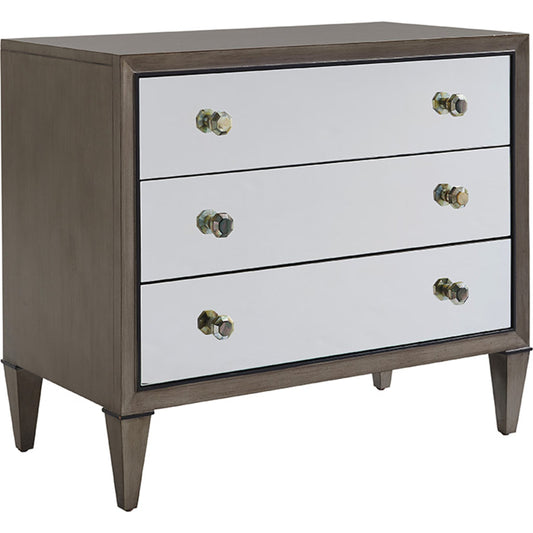 Divonne Mirrored Nightstand by Lexington in silver gray. Made from unique in a transitional style.