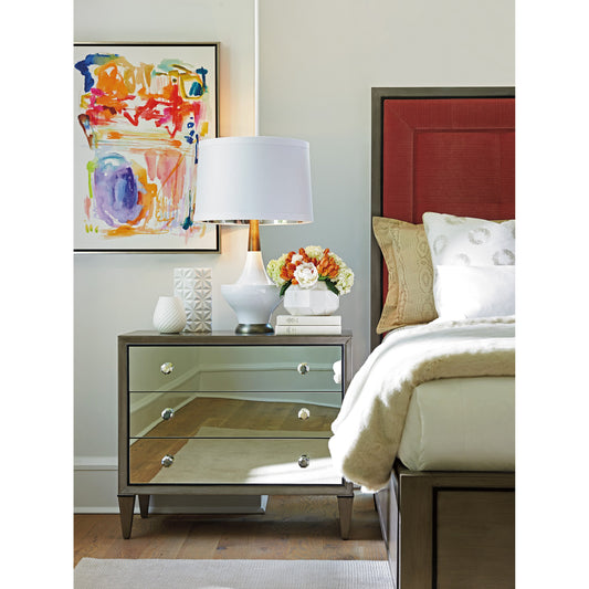 Divonne Mirrored Nightstand by Lexington in silver gray. Made from unique in a transitional style.