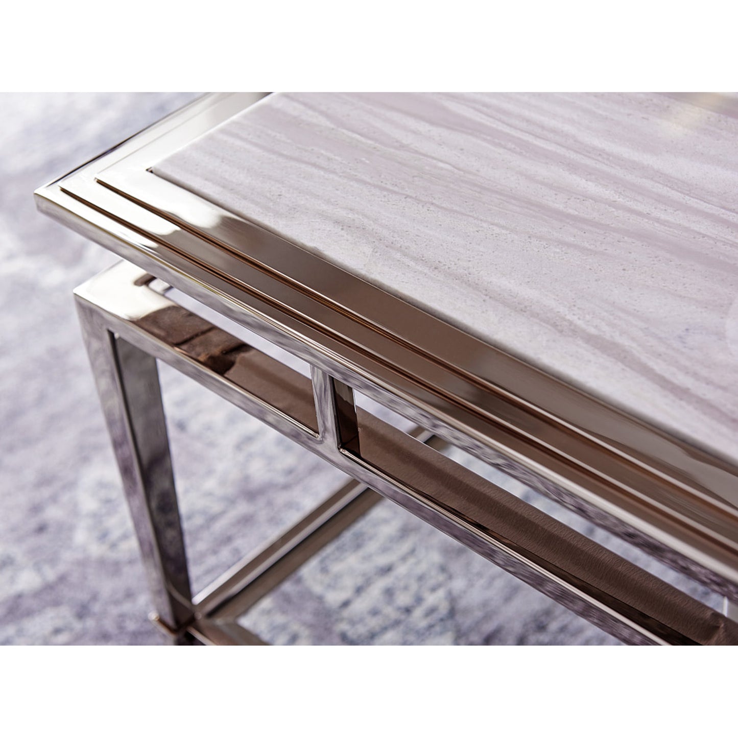 012 SR-835109 | Lifestyle | Athene Stainless Cocktail Table by Lexington. Made from unique in a transitional style.