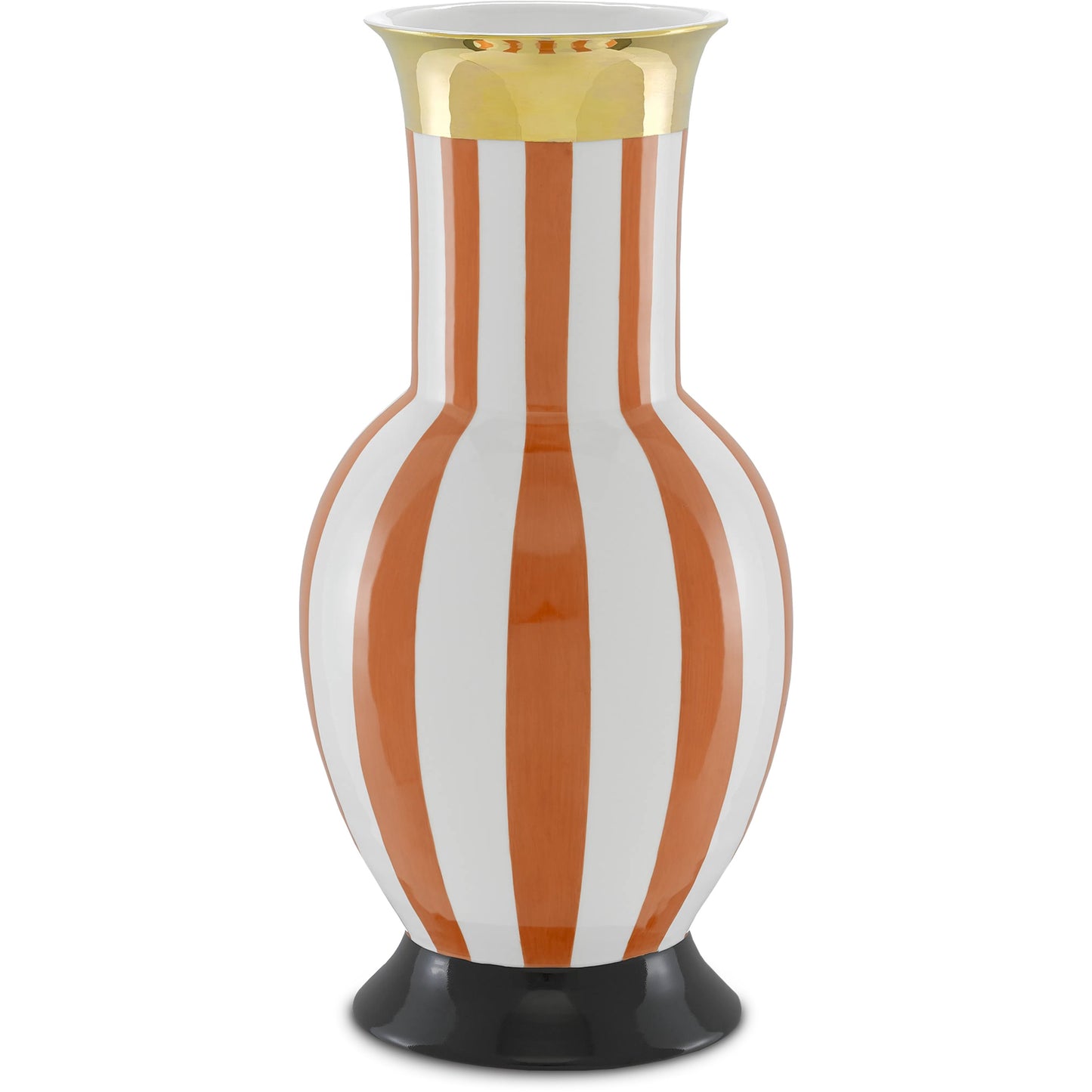 001 SR-890093 | Primary Silo | De Luca Stripe Vase by Currey and Company in coral. Made from porcelain in a modern style.