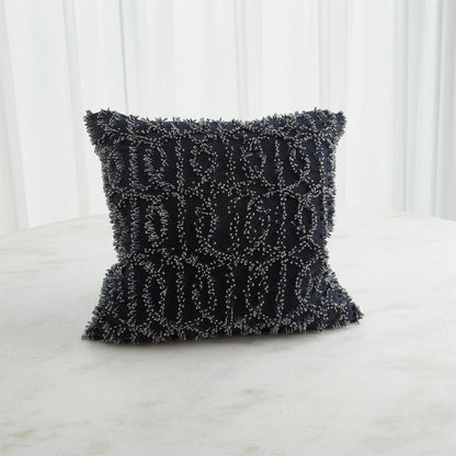 Circles Beaded Pillow by Global Views in indigo. Made from unique in a modern style.